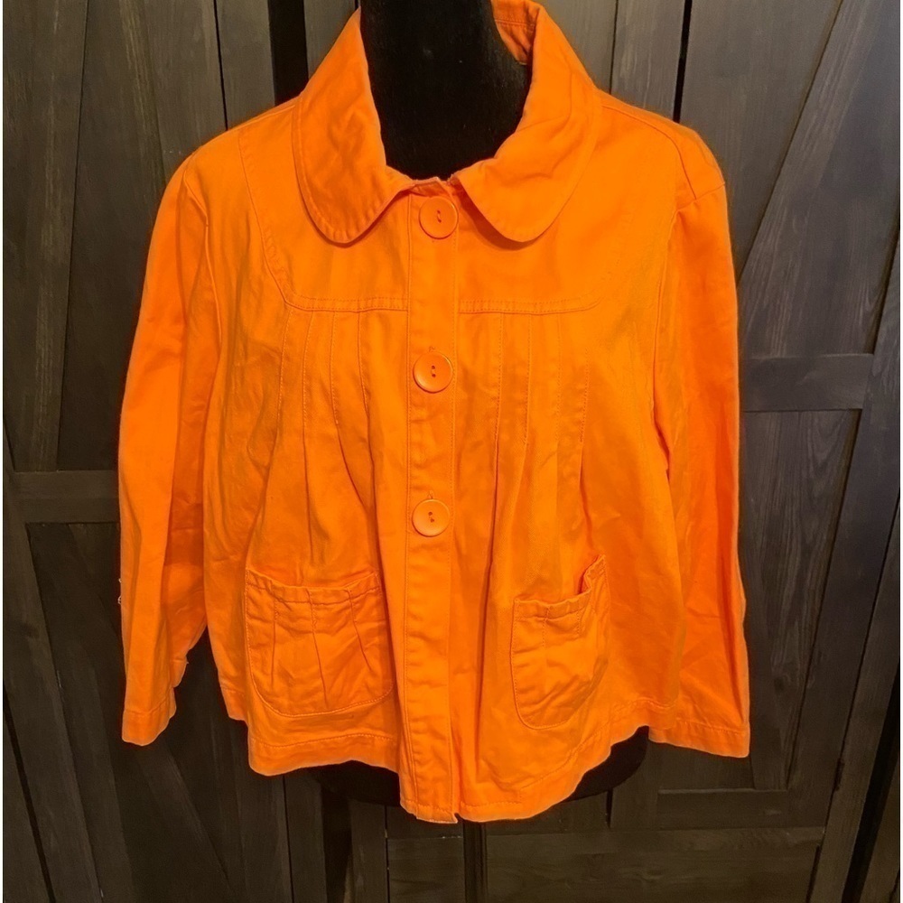 Cato Button Front Jacket Women Size XL Orange Long Sleeve Pockets